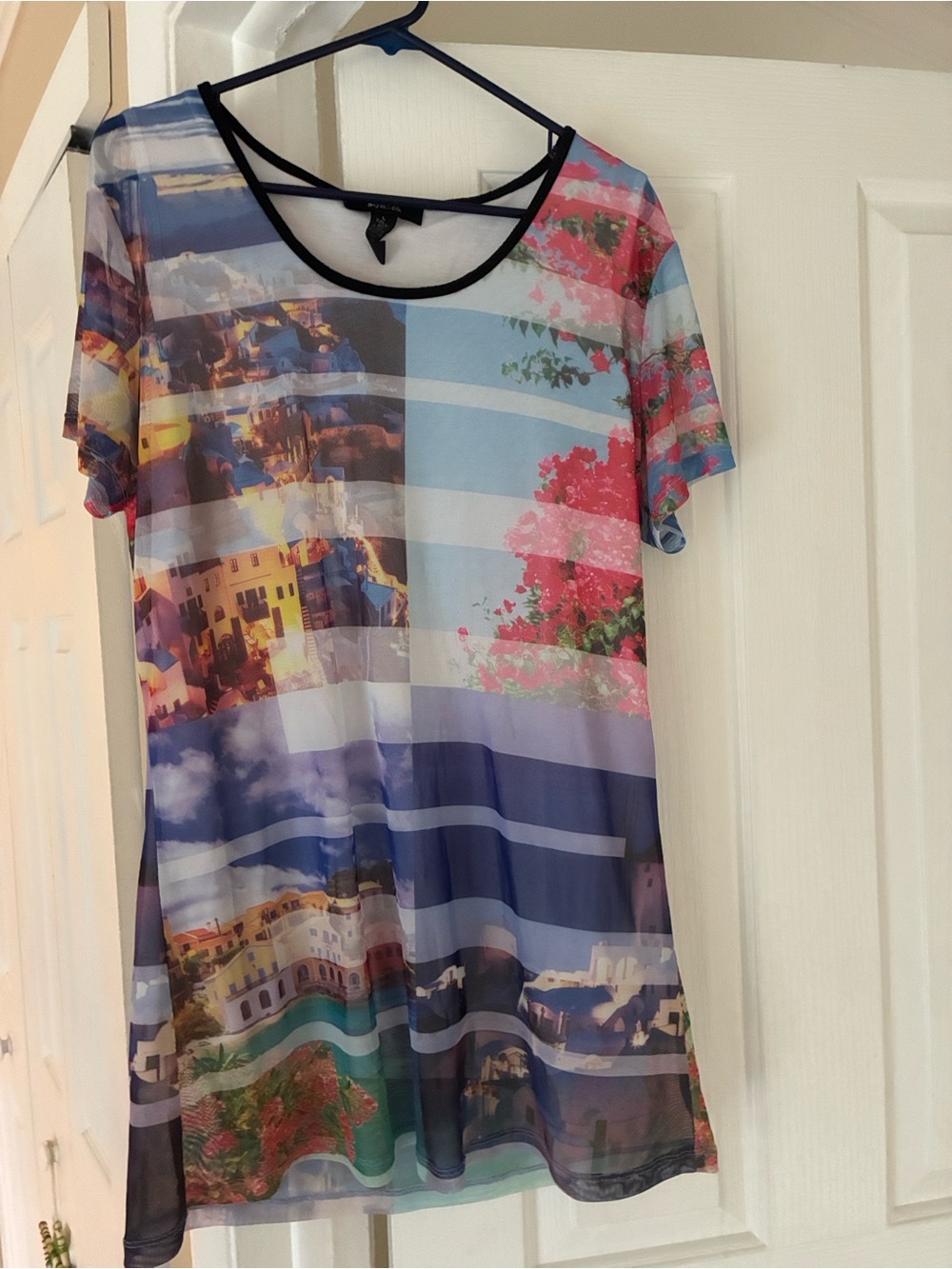 Style & Co. Multi-Color Scenic Print Short Sleeve Tunic